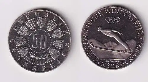 50 Schilling Silber Münze Österreich Olympiade Innsbruck 1964 Stgl. (166171)