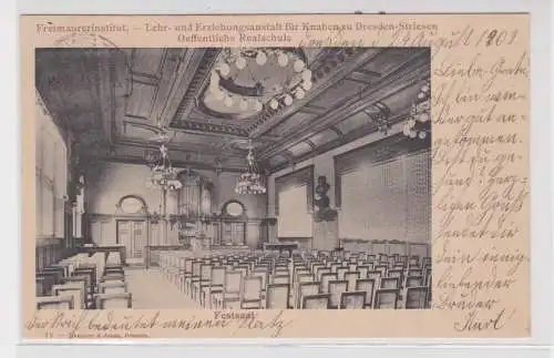 85766 Ak Dresden Striesen Freimaurerinstitut öffentliche Realschule 1902