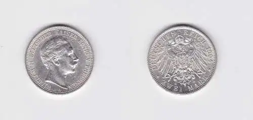 2 Mark Silbermünze Preussen Kaiser Wilhelm II 1904 Jäger 102 vz (151185)