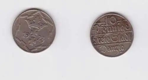 10 Pfennig Kupfer Nickel Münze Danzig 1923 Jäger D 5 ss (151526)