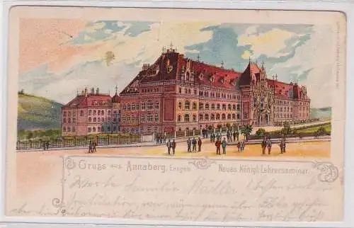 902281 AK Gruss aus Annaberg, Erzgebirge - Neues Königliches Lehrerseminar 1906