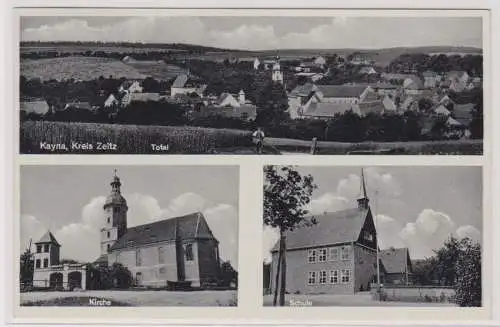 904108 Mehrbild Ak Kayna Kreis Zeitz Total, Kirche, Schule 1938