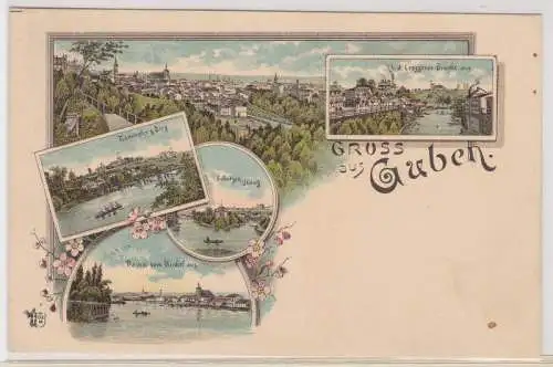 903313 Ak Lithographie Gruß aus Guben Schützenhaus usw. um 1900