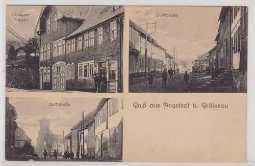 904255 Mehrbild Ak Gruß aus Angstedt bei Gräfenau Consumverein, Dorfstraße 1920