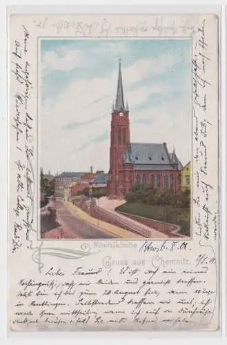 905001 Lithographie Ak Gruss aus Chemnitz - Nicolaikirche 1901