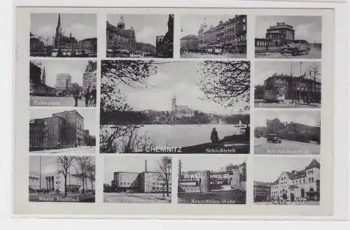 904601 Mehrbild Ak Chemnitz - Markt, Falkeplatz, Flughafen, Neues Stadtbad 1935