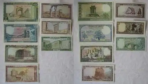 1 bis 250 Livres 7 Banknoten Banque du Liban Libanon P 69 bis 67 (165780)