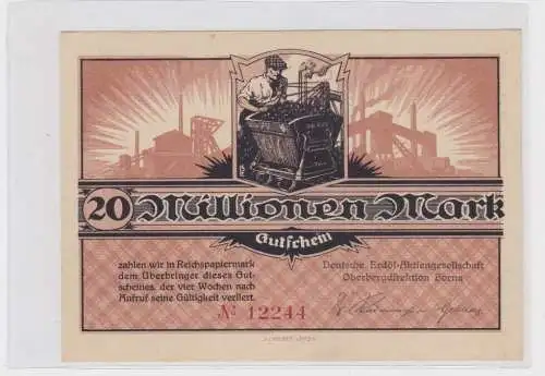 20 Millionen Mark Banknote Braunkohlenwerke Borna um 1923 (159549)