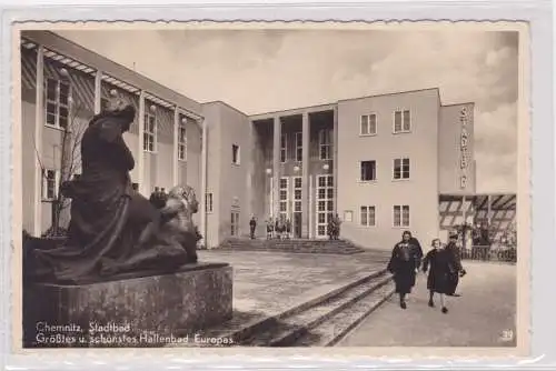 904370 Ak Chemnitz - Stadtbad, größtes und schönstes Hallenbad Europas 1941