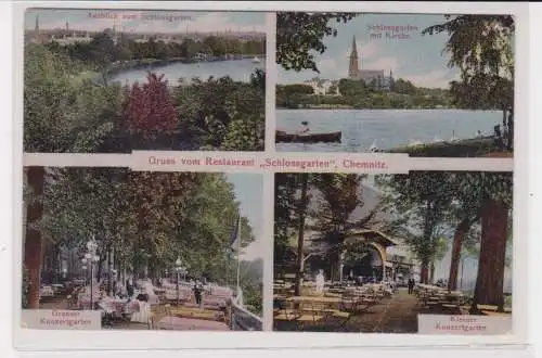 904334 Mehrbild Ak Gruss vom Restaurant "Schlossgarten" Chemnitz um 1920