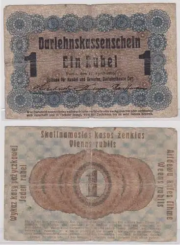 1 Rubel Banknote Darlehnskasse Ost Sitz in Posen 17.4.1916 (155816)