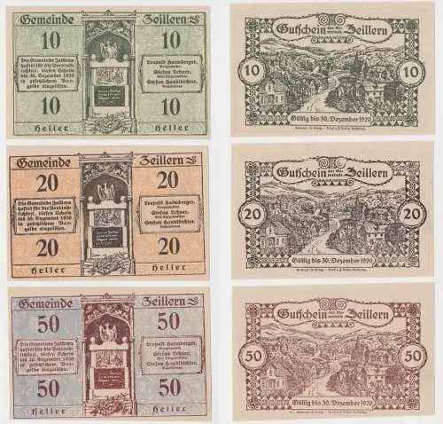 10, 20 und 50 Heller Banknoten Zeillern 1920 (149619)