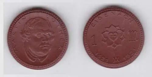 1 Mark Porzellan Münze Notgeld Eisenach Martin Luther 1521-1921 (133299)