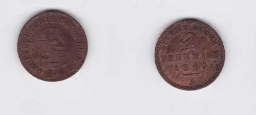 2 Pfennige Kupfer Münze Sachsen Weimar Eisenach 1865 A (124267)