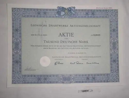 1000 Mark Aktie Leonische Drahtwerke AG Nürnberg August 1973 (124934)