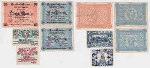 5 x 10 bis 50 Pfennig Banknoten Notgeld Stadt Hanau 1917/20 (140192)