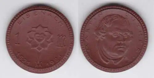 1 Mark Porzellan Münze Notgeld Eisenach Martin Luther 1521-1921 (135382)