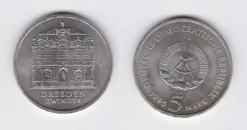 DDR Gedenk Münze 5 Mark Dresden Zwinger 1985 Stempelglanz (123193)