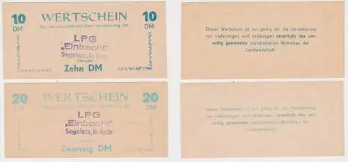 10 & 20 Mark Banknoten DDR LPG "Eintracht" Segeletz Kreis Kyritz (142542)