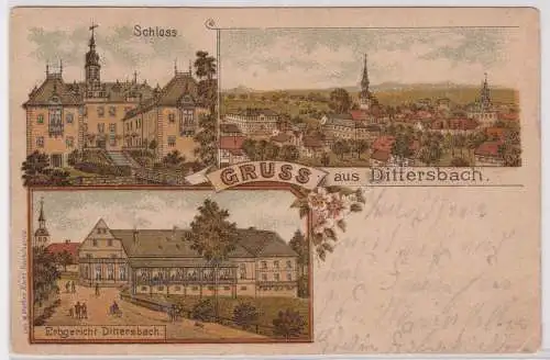 900872 AK Gruss aus Dittersbach - Schloss, Erbgericht Dittersbach, Totalansicht