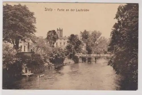 54000 Ak Stolp in Pommern Partie an der Laufbrücke 1921