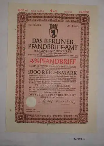 1000 Reichsmark Pfandbrief Das Berliner Pfandbriefamt 1941 (127619)