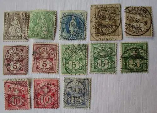 Briefmarken Schweiz Interessante Sammlung mit 13 Werten (111102)