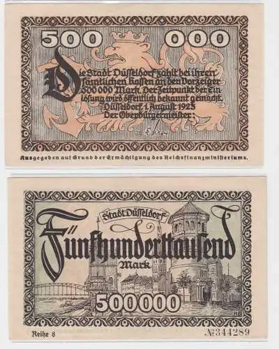 500000 Mark Banknote Inflation Stadt Düsseldorf 1.8.1923 (137499)