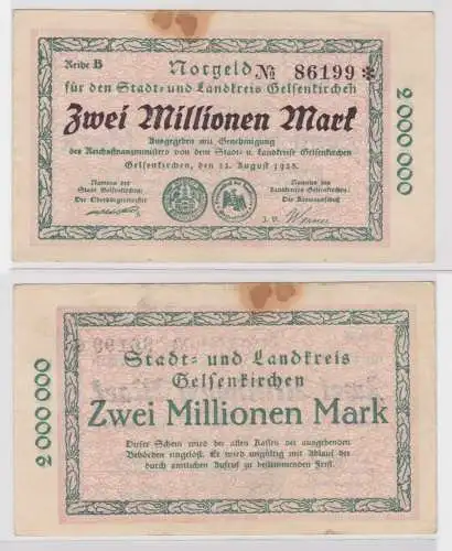 2 Millionen Mark Banknote Stadt- & Landkreis Gelsenkirchen 22.8.1923 (137991)