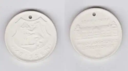 DDR Porzellan Medaille Willi Lang 2.Oberschule Meissen 1877-1977 (137653)