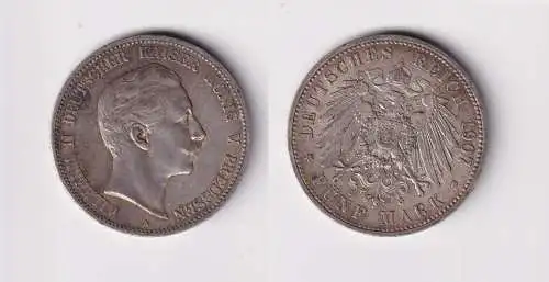 5 Mark Silbermünze Preussen Wilhelm II 1907 A Jäger 104  (168838)