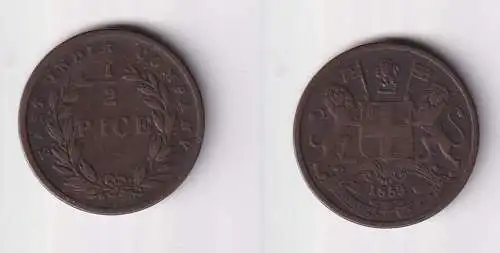 1/2 Pice Paise Kupfer Münze East India Company 1853 (132027)