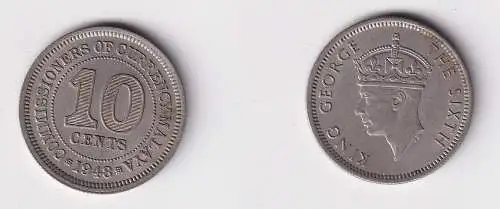 10 Cents Kupfer-Nickel Münze Malaya 1948 Georg VI. (146106)