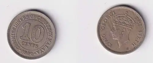 10 Cents Kupfer-Nickel Münze Malaya 1950 Georg VI. (146310)