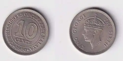 10 Cents Kupfer-Nickel Münze Malaya 1950 Georg VI. (144215)