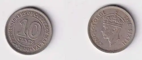 10 Cents Kupfer-Nickel Münze Malaya 1950 Georg VI. (145621)