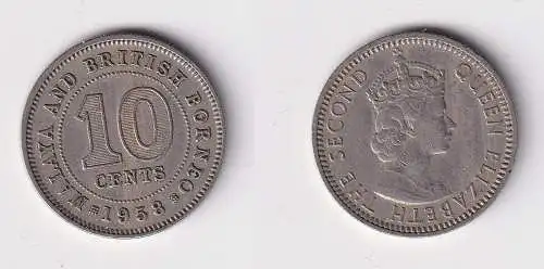 10 Cents Kupfer-Nickel Münze Malaya und britisch Borneo 1958 Elizabeth (146954)