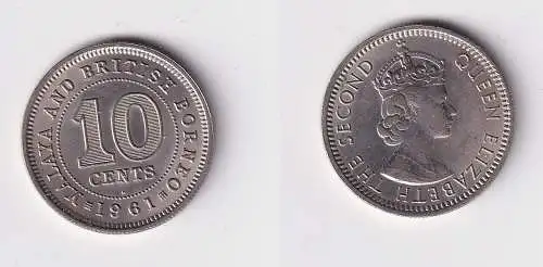 10 Cents Kupfer-Nickel Münze Malaya und britisch Borneo 1961 Elizabeth (145822)