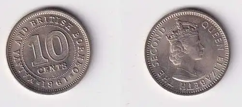 10 Cents Kupfer-Nickel Münze Malaya und britisch Borneo 1961 Elizabeth (146873)