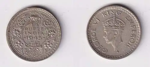 1/4 Rupie Silber Münze Indien 1945 Georg VI. (158528)