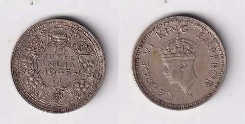 1/4 Rupie Silber Münze Indien 1945 Georg VI. (154323)