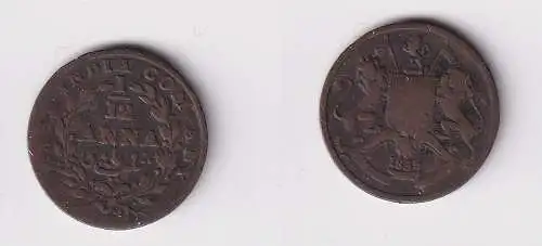 1/12 Anna Kupfer Münze East India Company 1835 (150210)