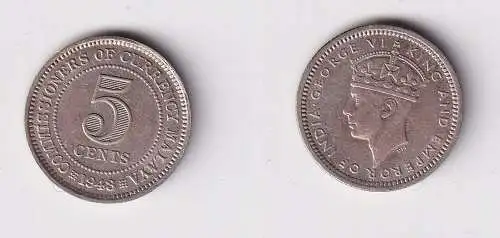 5 Cents Münze Malaya 1943 Georg VI. (147228)