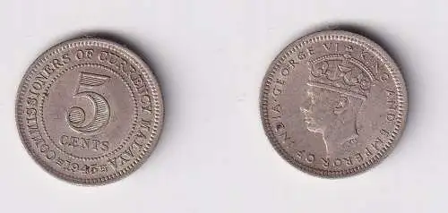 5 Cents Münze Malaya 1945 Georg VI. (143191)