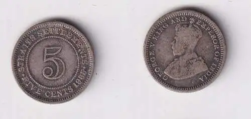 5 Cents Silber Münze Straits Settlements 1935 Georg V. (143508)