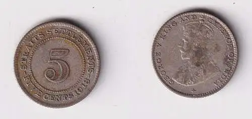 5 Cents Silber Münze Straits Settlements 1918 Georg V. (140266)