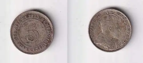 5 Cents Silber Münze Straits Settlements 1910 Edward VII. (146529)