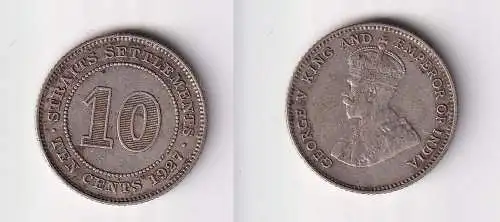 10 Cents Silber Münze Straits Settlements 1927 Georg V. (144952)