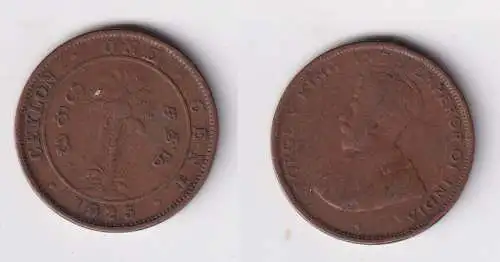 1 Cent Kupfer Münze Ceylon Sri Lanka 1925 Georg V. (132931)