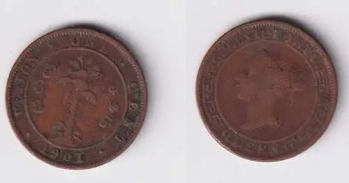 1 Cent Kupfer Münze Ceylon Sri Lanka 1901 Victoria (135060)